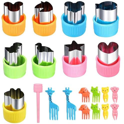 Sandwich Cutters for Kids, 20PCS Bread Cutters Set, Animal Shaped, Stainless Steel & Plastic, Hand Protection Rim Stainless Steel Cookie Cutter for Bento Lunch or Kids’ Party Supplies