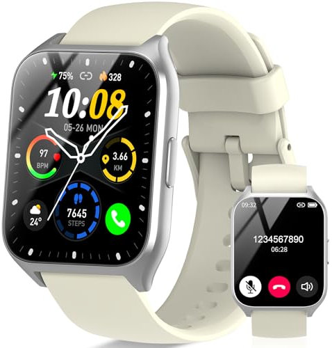 DUSONLAP Reloj Inteligente Hombre Mujer, 1.85 Smartwatch con Llamadas Bluetooth, 110+ Modos Deportivos, Impermeable IP68 Smart Watch, Pulsómetro/Monitor de Sueño/Podómetro Pulsera Actividad Beige