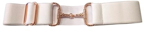 OR S-LINE Ceinture d'équitation pour femme avec dents et strass en or rose - Ceinture pour pantalon d'équitation - 4,5 cm de large - Ceinture en strass pour filles et femmes avec mors de cheval,