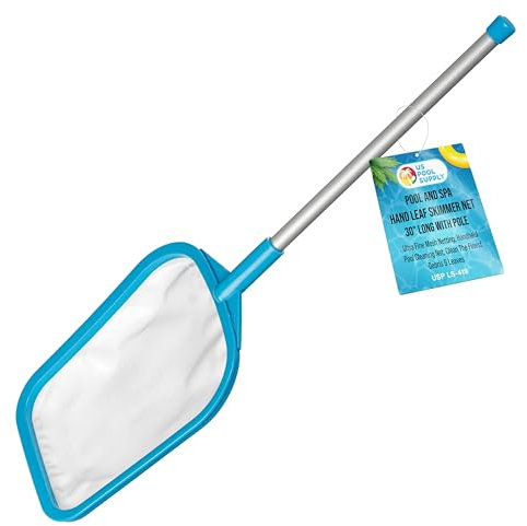 U.S. Pool Supply Pool-Skimmer-Netz mit Stange, ultrafeines Hand-Skimmer-Netz – Handspa, Whirlpool, Teichreinigung – 43,2 cm Stange, Laubnetz, Schaufel von Skim Blätter und Schmutz, saubere