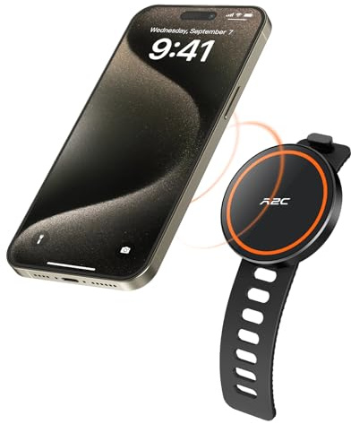 A2C Gym Fitness Phone Mount Car Mount for Magsafe, Magnetic Phone Holder for Gym, Home Fitness Bikes, Workout Equipment, Stroller and Cart Handlebars Compatible with 4.7-6.5 Smartphones
