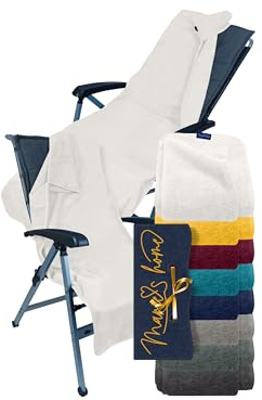 Marie´s Home frotté – skyddsöverdrag för trädgårdsstol och trädgårdsstol, trädgårdsstolsdynor 60 x 130 för campingstol, campingstol, fällbara stolar, bastustol, strandstolar, poolbågar, 60 x 130 cm