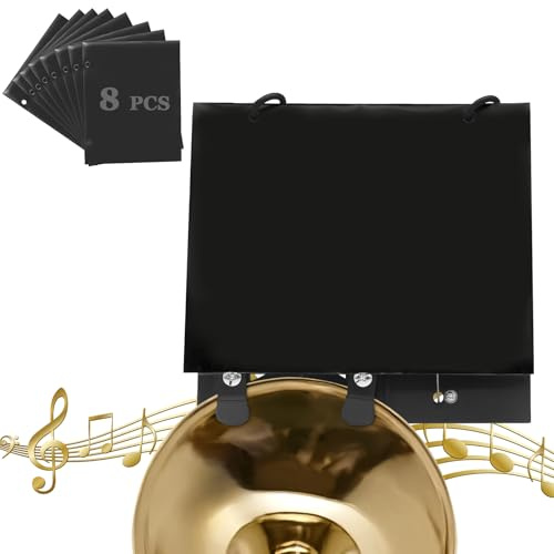WINDIHOUES Trumpet Lyre, Trombone Lyre with Flip Folio Folder, 2 Silicone Clip, Includes 8 Pcs Double-Sided Flip Pages for Trombone, Cornet, Baritone and Marching Band Brass Instrument Accessory