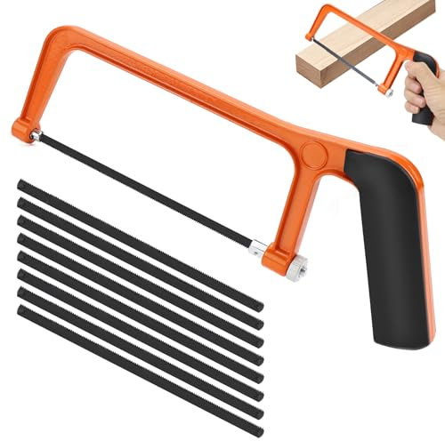 Mumjooyi Sierra para Metales Junior Sierra de Mano Mini Sierra de Arco Pequeña con 8 Hojas de Sierra de Acero para Sierra de Corte de Madera de Plástico Metal