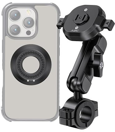 A2C Supporto telefonico moto, one-touch, manubrio, sgancio rapido, iPhone 16/15/14/13, Samsung S24 Ultra, 4,7-6,9, colore