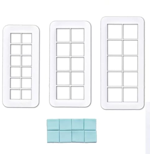 TSUOUKL 3 Pezzi Taglierina Quadrata, Quadrato Formine, Tagliabiscotti Plastica per Fondant e Biscotti Stampo - Set di formine per biscotti geometriche multicutter quadrato per torta e fondente