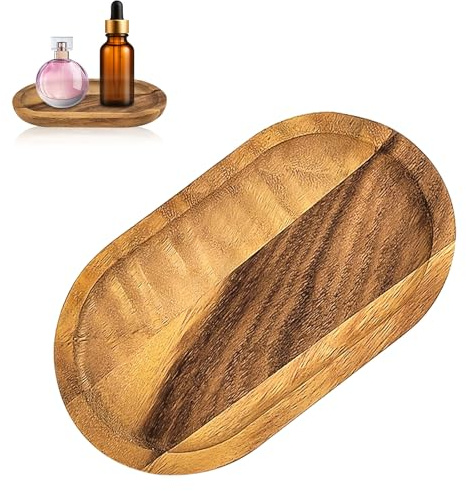 Vassoio in legno per bagno, vassoio decorativo in legno, piccolo vassoio in legno, vassoio per toeletta, decorazione moderna per bagno, accessori da bagno, per lavandino da cucina, soggiorno
