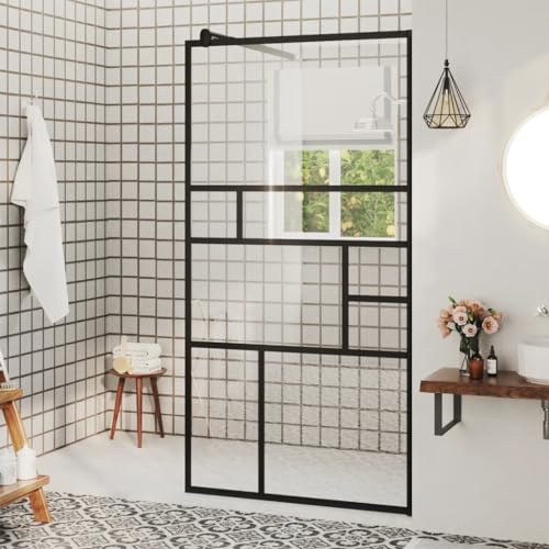 Mokuyary Duschvägg för duschar med klart ESG-glas 80 x 195 cm, duschvägg för dusch, duschavskiljare, gå i dusch, duschpartitionsvägg, glasvägg för badrum -A1