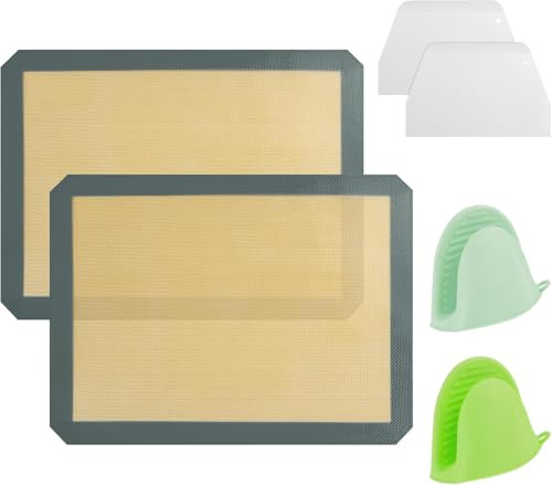 Tapete de Silicona para Hornear, Juego de 2, 42 x 29,5 cm, Tapete Silicona Horno Antiadherente y Reutilizable, Resistente al Calor, para Galletas, Pan y Pizza
