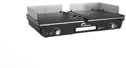 LITTLE BALANCE 3066 Dual 2000 Nopifas, Plancha Barbacoa eléctrica, Sin PFAS, 2 zonas de cocción independientes, 2000 W, Negro