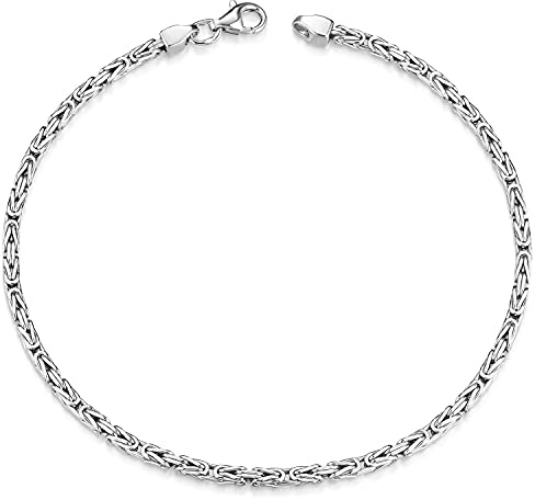 Herren Armband Königskette Silber 925 Männer rhodiniert 19cm SA-3-19cm