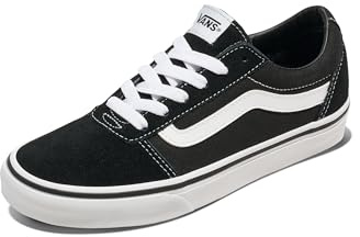 Womens Vans Size 7.5, Ward Sneaker Black & White Suede Canvas Lace Up Shoes, Low Top Ladies' Trainers, Lightweight Sports Shoes by Vans Active Wear Range (7.5 UK)