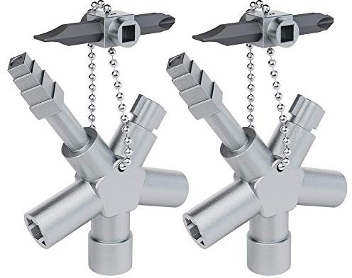 ABSINA Universalschlüssel mit 7 Profile 2er Pack - Dreikantschlüssel Vierkantschlüssel Schaltschrankschlüssel Vierkant Dreikant - Universal Schlüssel für gängige Schränke & Absperrsysteme