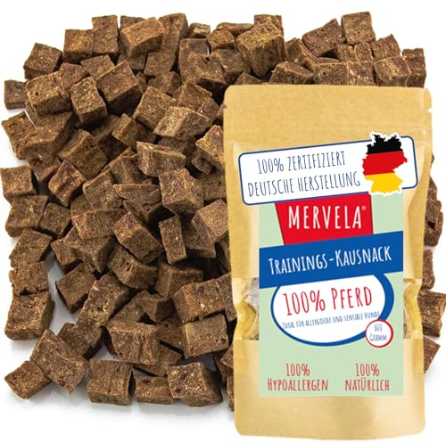 MERVELA Snack da addestramento MERVELA® per cani con tacchino, cavallo, polmone di manzo o manzo, 300, 600 o 1.000 grammi, premio ideale; Spuntino formativo (cavallo, 600 grammi)