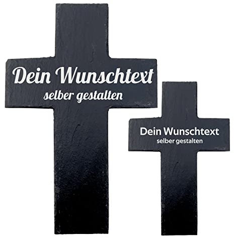 Croix en ardoise avec texte au choix, personnalisées et personnalisées pour différentes tailles. Idéal pour les décorations funéraires, baptêmes, mariages, plaque funéraire ou décoration d'église (20