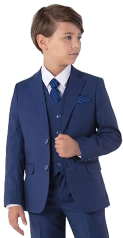 SANDER STELLAN Festlicher Kinderanzug Kommunionanzug Jungen Anzug Set 6-teilig blau 134