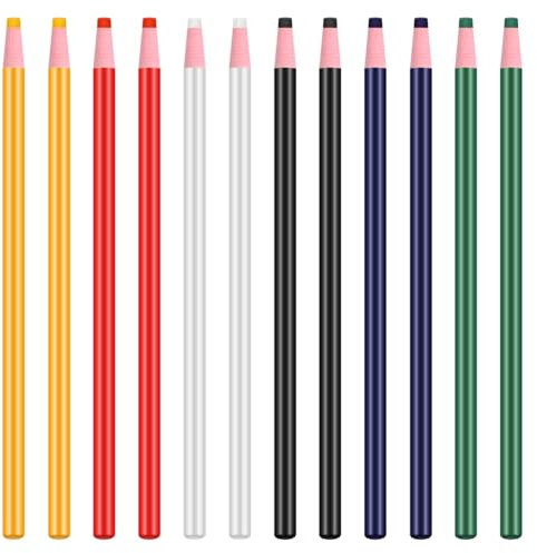 Anseom 12Pcs Nähkreide Schneiderkreide Stoff Marker Stift Nähen Markieren Stoffkreide Nähen Bleistift Nähutensilien-Freies Schneiden Markierungskreide für Schneiderei/Nähen/Stoff/Handwerk,6 Farben