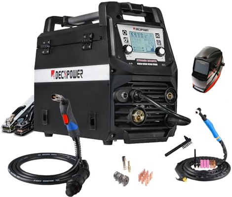 Decapower Saldatrice MIG MAG Sinergy MMA LIFT DC TIG 4 in 1 senza gas con gas Argon Co2 Saldatura 200A Saldatura alluminio Attrezzature di saldatura SPOOL GUN (XTRAMIG SD PACKAGE6)