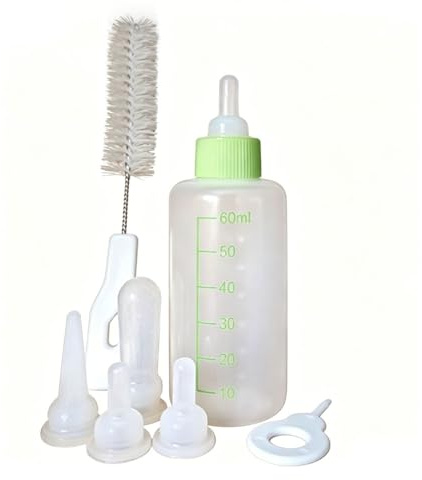 Armastuse Biberon Chaton Chiot,biberon en Silicone, pour bébé, Nouveau-né, Animal de Compagnie, Petits Chiens, Chiots, Chats, Lait, avec kit de pinceaux à tétons (60 ML