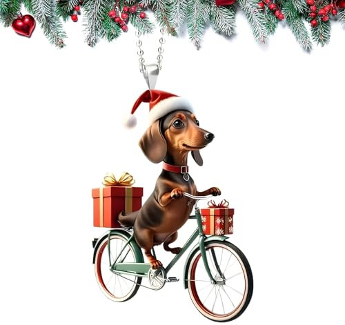 Dachshund Christmas Ornament Cute Dog Christmas Hanging Pendant Acrylic ChristmasTree Hanging Decorations Xmas Car Hanging Ornament ChristmasTree Decorations Set Funny Xmas Ornaments
