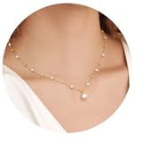 ORAZIO 14K Gold Perlen Kette Damen Frauen Halskette Goldkette Perlenkette Choker Kette Damen Gold Halskette Kette Süßwasserperlen Halskette Frauen Geschenke Schmuck Damen