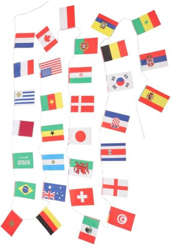 HAWILLOSCH Flagge Wimpelkette Wimpelkette Mit Internationalen Flaggen Für Die Fußball Weltmeisterschaft 2024 Dekorative Girlande Mit 32 Fahnen Für Partys Und Fan Zusammenkünfte Flagge