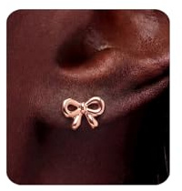 MUMREUES Ohrringe Rose Gold 14K Vergoldet Schleifen Ohrringe Damen Stecker mit Zirkonia Hypoallergen Wasserfest Minimalist Schmuck Geschenke