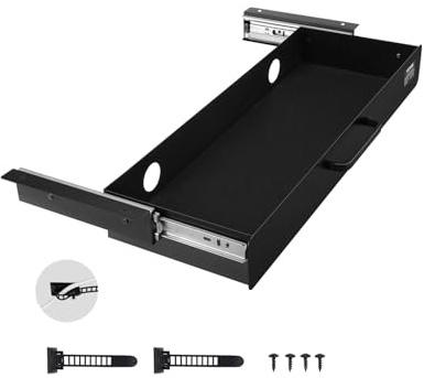 VEVOR Tiroir Coulissant sous Bureau, 635x232x75 mm, Tiroir Organisateur de Rangement de Bureau Caché, Capacité de Charge 5 kg, Espace Économisé pour Maison sous Table, Poste de Travail Assis-debout