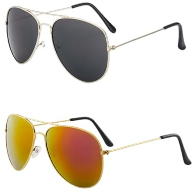 KxrTpx 2Pcs Boys Sunglasses, Black Sunglasses,Kids Sunglasses, For Children Lightweight Frame Uv375 Retro Classic Pilot Style