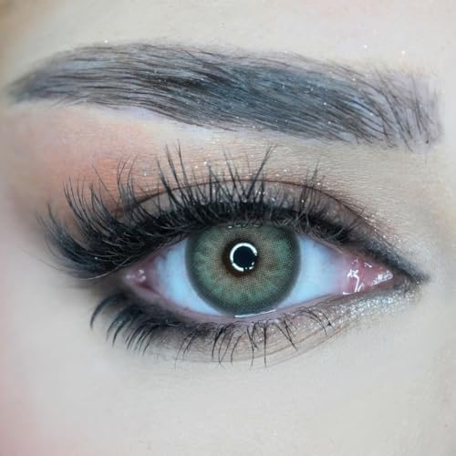 Venus® Grüne Kontaktlinsen Ohne Stärke - 0.00 Dioptrien - Weiche Jahreslinsen Green Contact Lenses für Damen & Brillenträger - 1 Paar (2 Stück) - 14.2 mm - Olivine Green