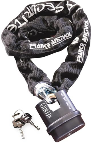 Catena per moto – Scooter – antifurto per bicicletta elettrico Ø10 mm – catena antifurto per moto in acciaio cementato con lucchetto per bicicletta antifurto / moto / scooter – lunghezza catena 140 cm