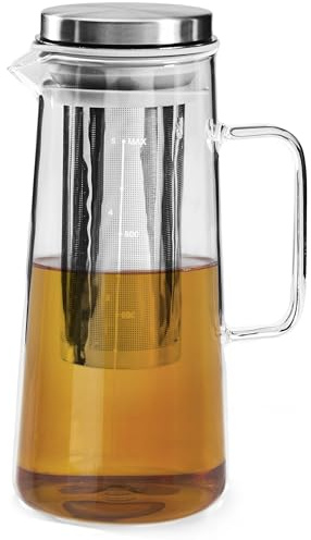 Blackmoor 1000ml Double Wall Cold Brew Pitcher/Easy Clean Borosilicate Glass Carafe and Stainless Steel 304 Filter/Elegant Coffee & Tea Brewing Jug for Home or Entertaining 68389
