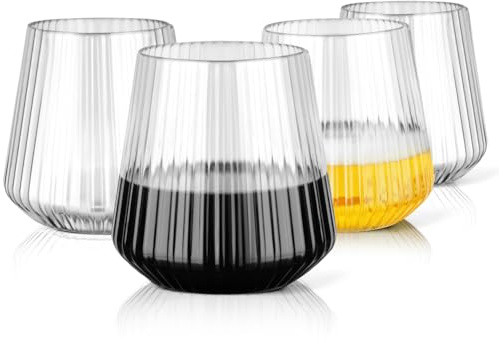 AOOTE Kunststoff Weingläser, Plastik Weingläser 4er Set, Kunststoff Weingläsers Ohne Stie, Weingläsers in Kristalloptik, 14oz/380ml Wassergläser für Camping Party Whisky Saft