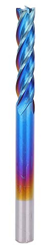 Fresa de extremo de 4 flautas, fresa de mango recto CNC con revestimiento NanoBlue de acero de tungsteno para corte de precisión (3.175*3.175*25)