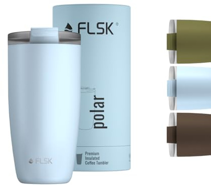 FLSK Tumbler – Premium coffee to go-Becher aus Edelstahl – 100 % auslaufsicher, BPA-frei & doppelwandig – hält 3 h heiß (polar, 500 ml)