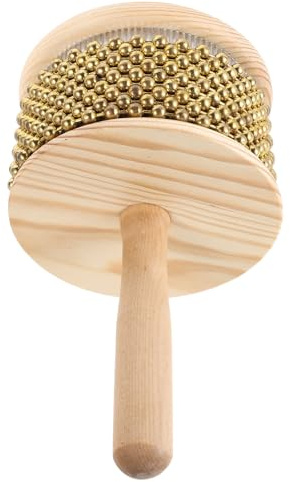 Alasum Cabasa, instrumento musical africano de percusión de metal para principiantes, con mango de madera.