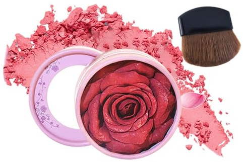 Rechory Cheek Blush | 10ml Brightening 3D Rose Petal Design,Makeup Blusher for Cheeks | for Traveling Home Outdoor School Girlfriend Wife Friend Sister Daughter