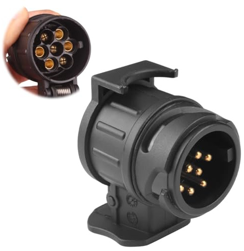 Knocery Adaptateur de Remorque de 13 Broches vers 7 Broches, 13 Broches vers Mâle 7 Broches, 12V Prise Remorque Connecteur Standard Européenne, pour Voiture, Remorque, Attelage, Caravane
