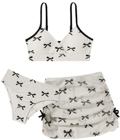 SEAUR Traje de Baño 3 Piezas Niña Conjunto de Bikini Natación Ajustables Ropa de Baño Niña Tankini Triángulo Piscina 10-11 años
