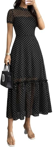 GothDark Women's Summer Maxi Dress Floral Mesh Party Wedding Guest Dress