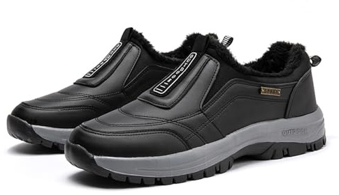 Vinterskor slip-on promenadsneakers med fotvalvstöd herr läder snöstövlar mjuka halkfria skidskor vattentäta med varm fodrad vinterstövel bekväm termisk sko förtjockad snösko sport ankel stövel