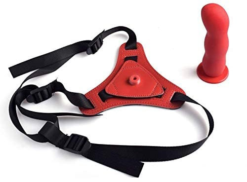 Strap on cintura regolabile indossabile dildo realistico rosso fallo sesso safico sodomia