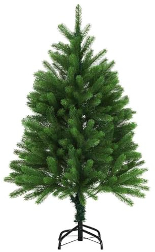 vidaXL Arbol de Navidad Artificial con Hojas Realistas 120 cm Hogar Decoración Navideña Estilo Abeto Pino Adornos Fiesta Christmas Celebración Verde