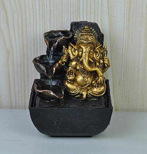 Creative Touch Mini Ganesh Indoor Water Fountain with LED Light | Size 13.3 * 13.3 * 18 Cm | USB |