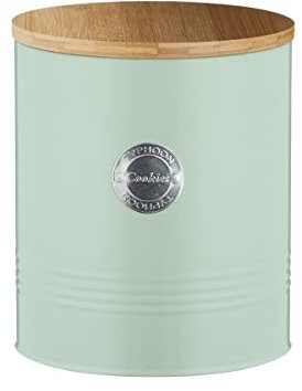 Typhoon LIVING Collection - Boîte à biscuits avec couvercle - Vert pastel - 3,4 l - Boîte de rangement de cuisine pour biscuits - Récipient à biscuits en acier avec couvercle - Boîte de conservation