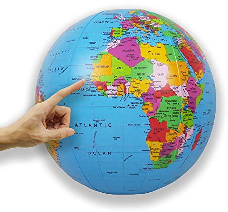 ORBIT GLOBES & MAPS - Wasserball aufblasbar, großer Globus für Kinder, englisch, Durchmesser 40cm, politisches Kartenbild, für Garten, Strand und Pool