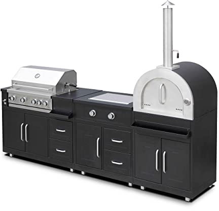 Oviala Outdoor-Küche mit 3 Kochelementen, Schwarz