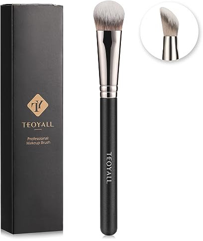 TEOYALL Pennello angolato per contouring, pennello sintetico per correttore, per sfumare, lucidare, con liquido, crema e cipria (pennello angolato)