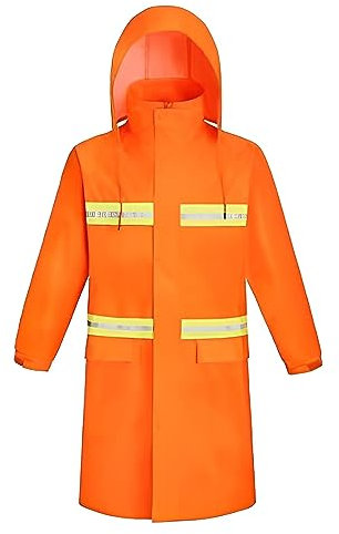 Caxndycing Lungo Impermeabile Uomo Impermeabile Riflettente Abbigliamento Pioggia Da cantiere Avvertimento Pioggia Cappotto Pvc Lungo Impermeabile Protezione Avvertimento Pioggi, B2 arancione, Taglia