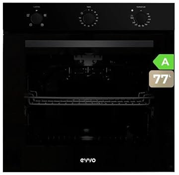 EVVO Forno elettrico da incasso, efficienza A - 2800 W, 72 litri, funzione griglia, 4 programmi, timer, comando selezionatore, porta triplo vetro modello: H10 (nero)